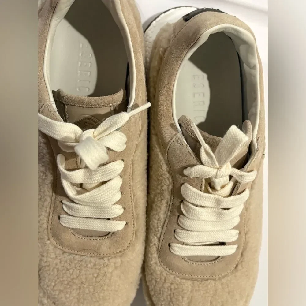 🧸PESERICO Leather and Shearling Sneakers